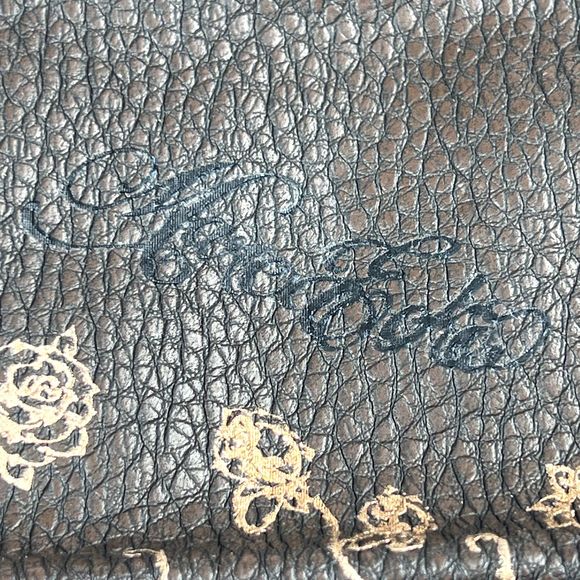 Vtg Red by Marc Ecko Sz 7"x5"x2" Handbag Clutch Buckles Brown Roses Crown Birds - Picture 8 of 16